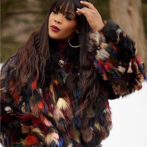 Multicolor Fox Fur Jacket